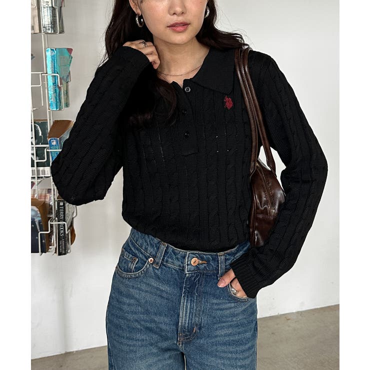 ＜Ｕ．Ｓ．Ｐ＞刺繍長袖ケーブルポロニット | RANAN | 詳細画像2 