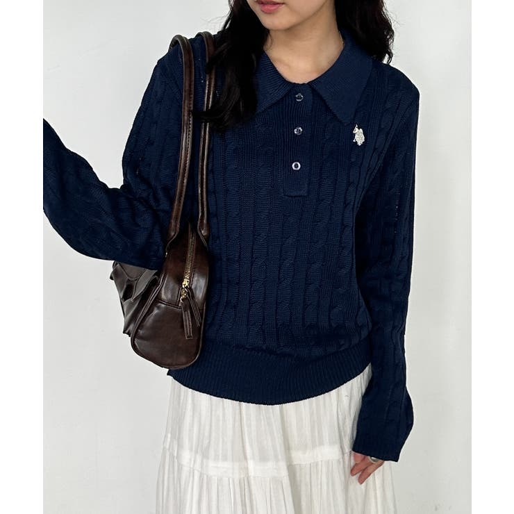 ＜Ｕ．Ｓ．Ｐ＞刺繍長袖ケーブルポロニット | RANAN | 詳細画像20 