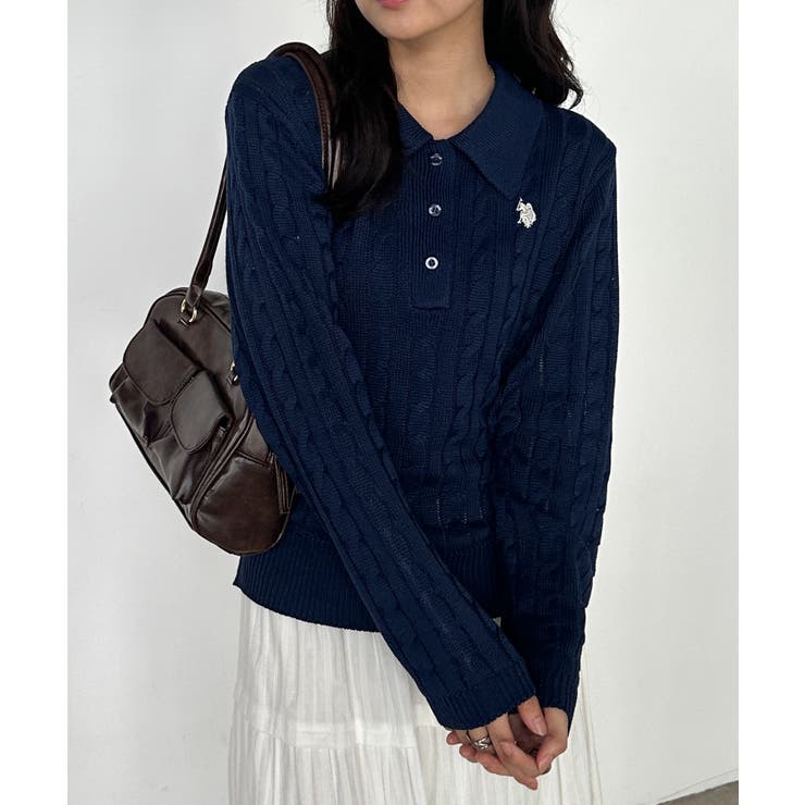 ＜Ｕ．Ｓ．Ｐ＞刺繍長袖ケーブルポロニット | RANAN | 詳細画像21 