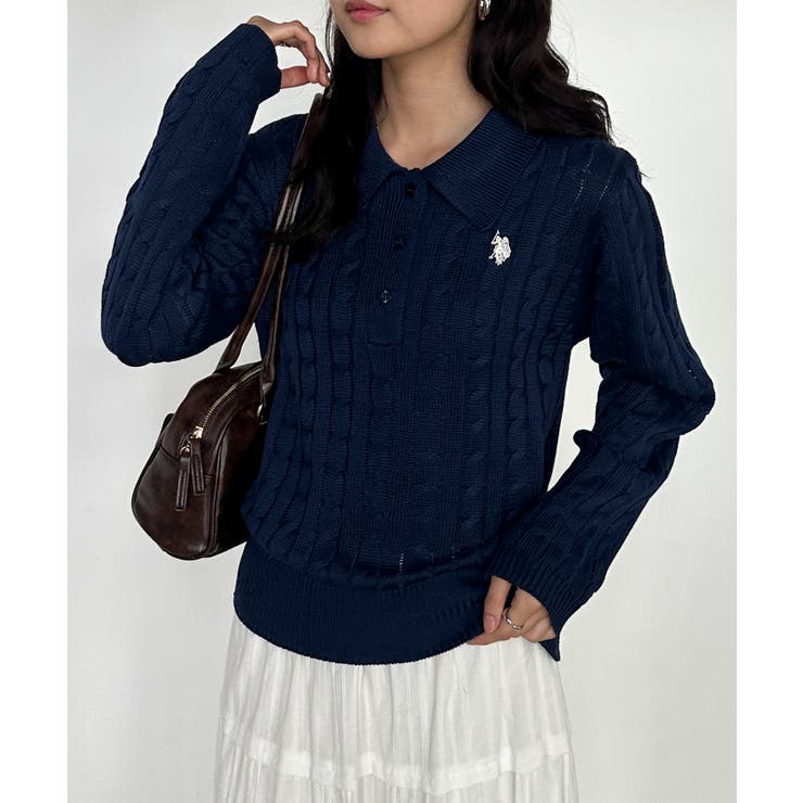 ＜Ｕ．Ｓ．Ｐ＞刺繍長袖ケーブルポロニット | RANAN | 詳細画像22 