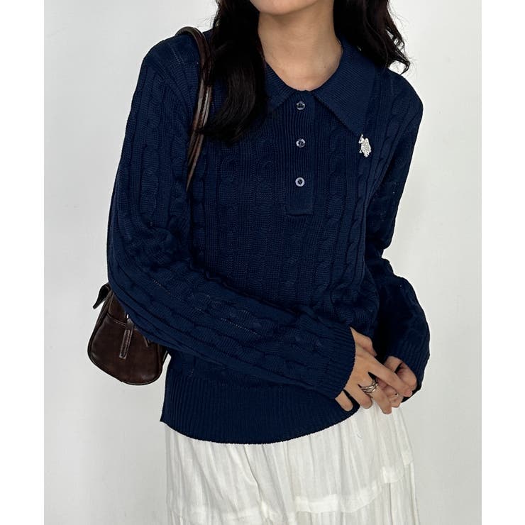 ＜Ｕ．Ｓ．Ｐ＞刺繍長袖ケーブルポロニット | RANAN | 詳細画像23 