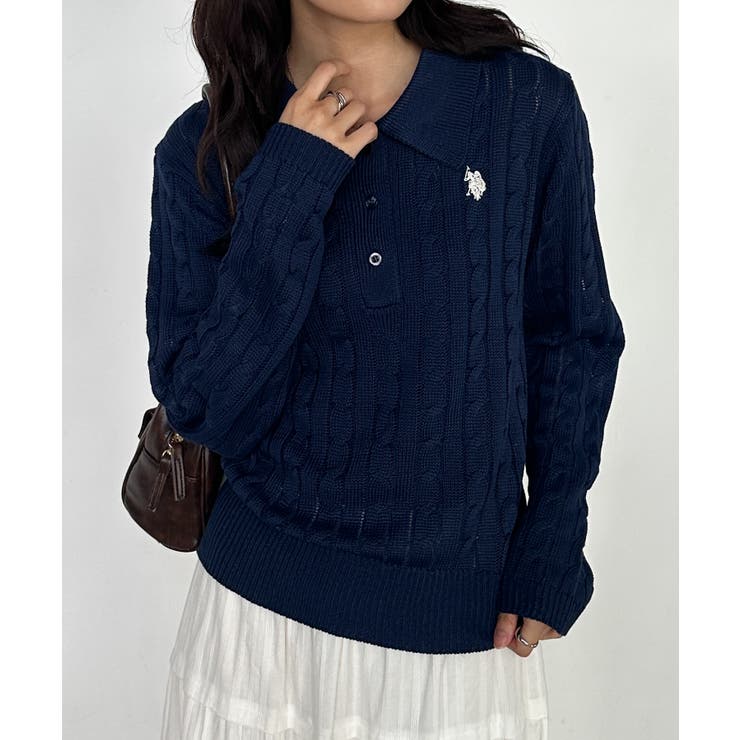 ＜Ｕ．Ｓ．Ｐ＞刺繍長袖ケーブルポロニット | RANAN | 詳細画像24 