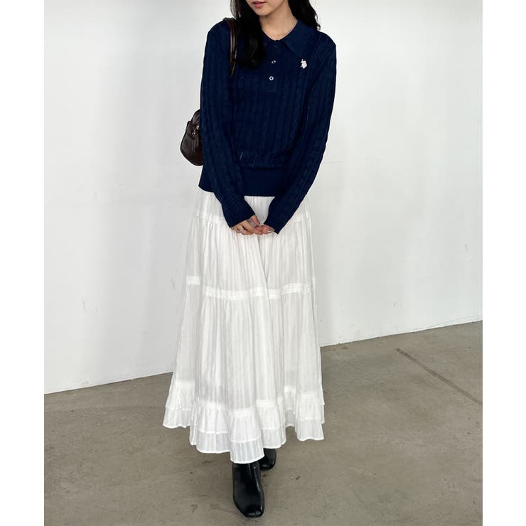 ＜Ｕ．Ｓ．Ｐ＞刺繍長袖ケーブルポロニット | RANAN | 詳細画像25 