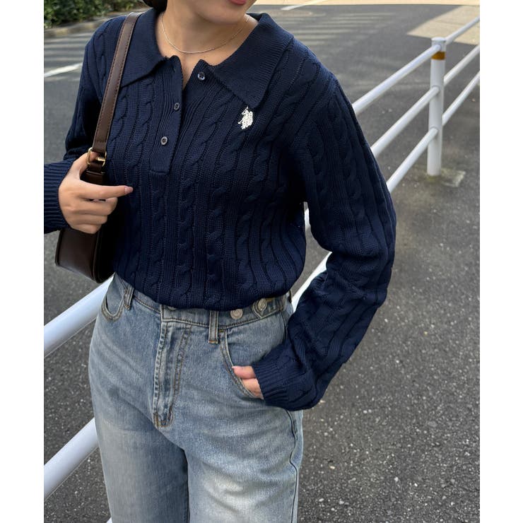 ＜Ｕ．Ｓ．Ｐ＞刺繍長袖ケーブルポロニット | RANAN | 詳細画像27 