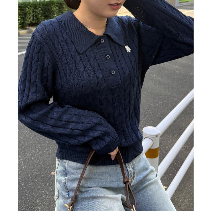 ＜Ｕ．Ｓ．Ｐ＞刺繍長袖ケーブルポロニット | RANAN | 詳細画像28 