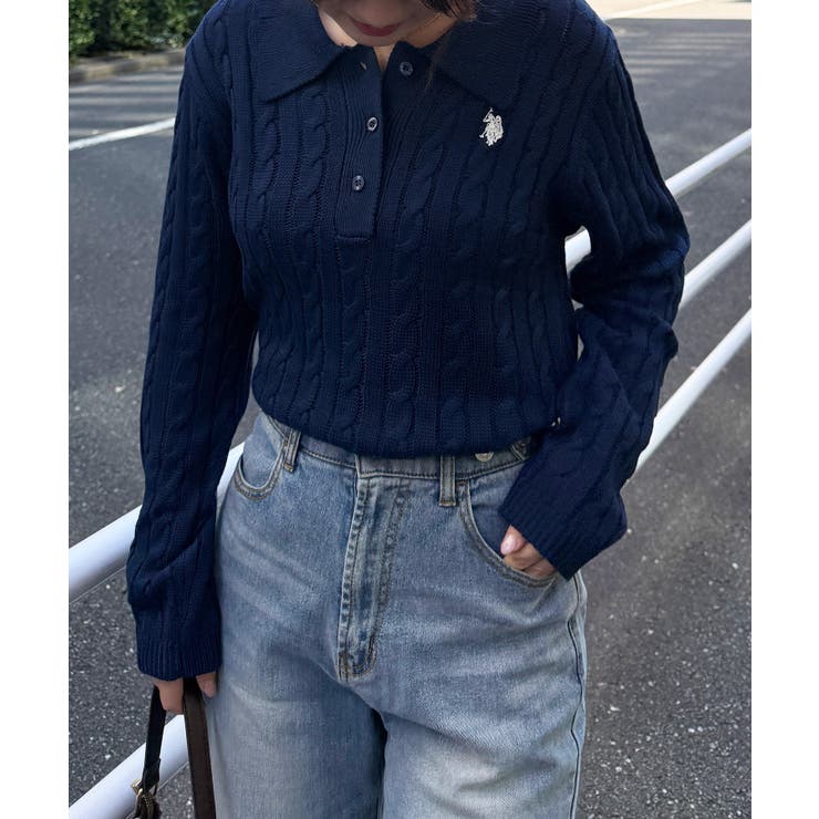 ＜Ｕ．Ｓ．Ｐ＞刺繍長袖ケーブルポロニット | RANAN | 詳細画像29 