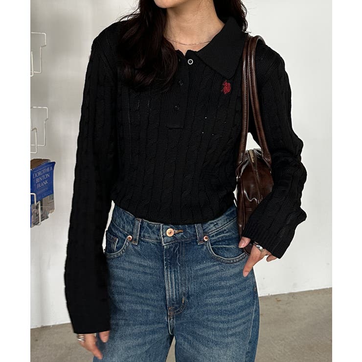 ＜Ｕ．Ｓ．Ｐ＞刺繍長袖ケーブルポロニット | RANAN | 詳細画像3 