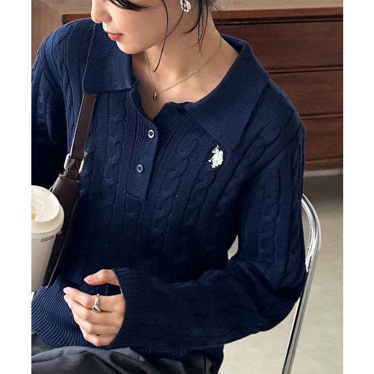 ＜Ｕ．Ｓ．Ｐ＞刺繍長袖ケーブルポロニット | RANAN | 詳細画像30 