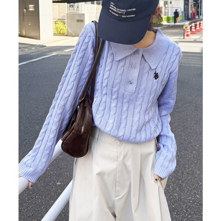 ＜Ｕ．Ｓ．Ｐ＞刺繍長袖ケーブルポロニット | RANAN | 詳細画像34 