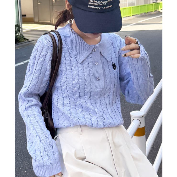 ＜Ｕ．Ｓ．Ｐ＞刺繍長袖ケーブルポロニット | RANAN | 詳細画像35 