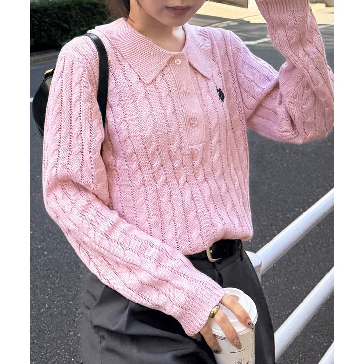 ＜Ｕ．Ｓ．Ｐ＞刺繍長袖ケーブルポロニット | RANAN | 詳細画像40 