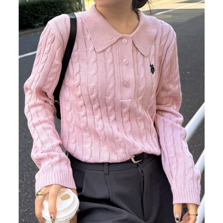 ＜Ｕ．Ｓ．Ｐ＞刺繍長袖ケーブルポロニット | RANAN | 詳細画像41 