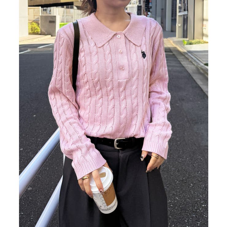 ＜Ｕ．Ｓ．Ｐ＞刺繍長袖ケーブルポロニット | RANAN | 詳細画像42 