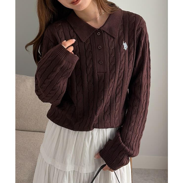 ＜U.S.POLO ASSN.＞刺繍長袖ケーブルポロニット | RANAN | 詳細画像46 