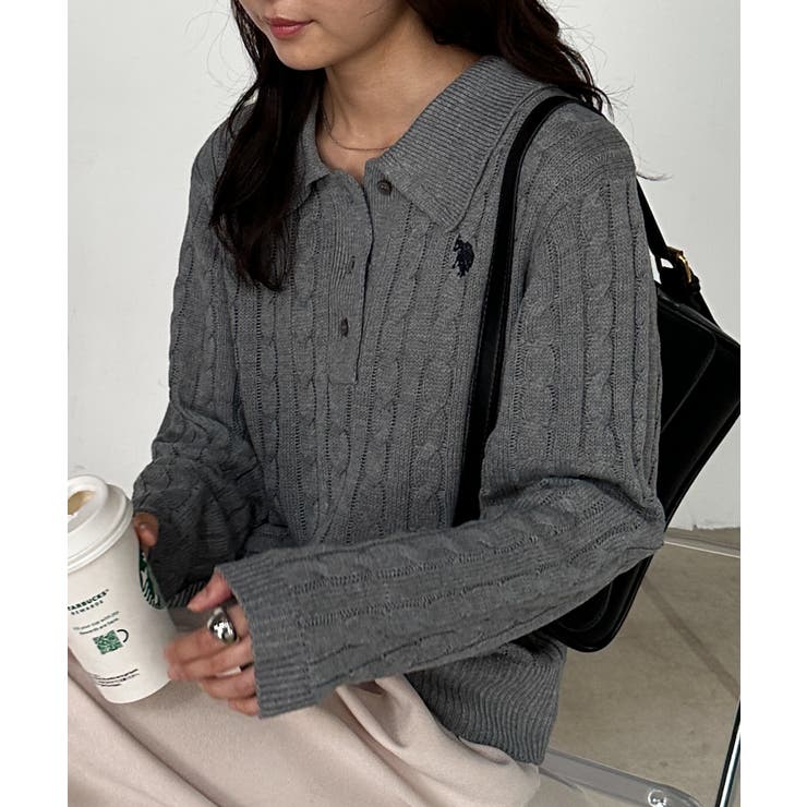 ＜Ｕ．Ｓ．Ｐ＞刺繍長袖ケーブルポロニット | RANAN | 詳細画像7 