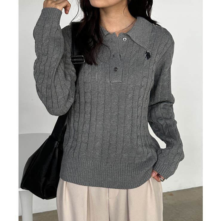 ＜Ｕ．Ｓ．Ｐ＞刺繍長袖ケーブルポロニット | RANAN | 詳細画像8 