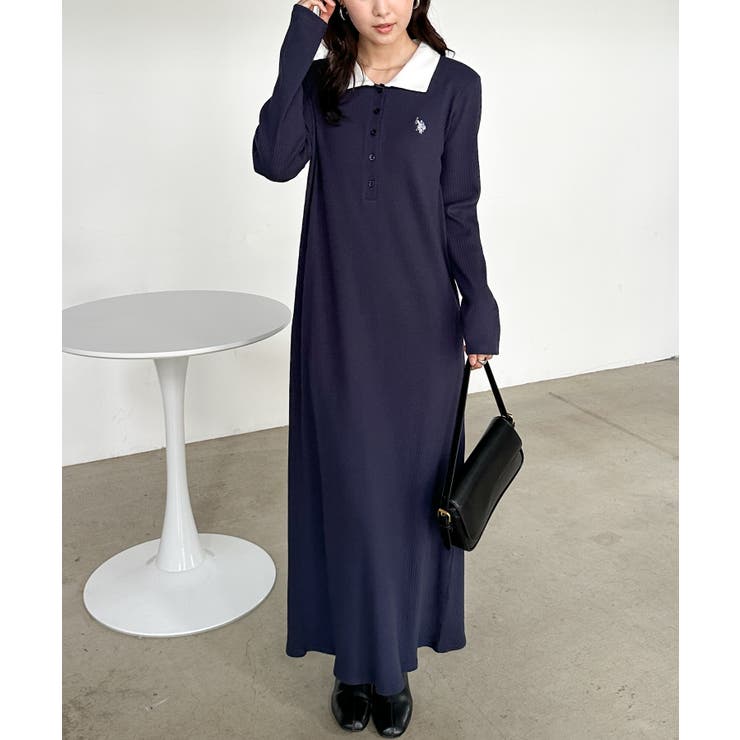 ＜Ｕ．Ｓ．Ｐ＞ポロ衿長袖リブワンピース | RANAN | 詳細画像12 