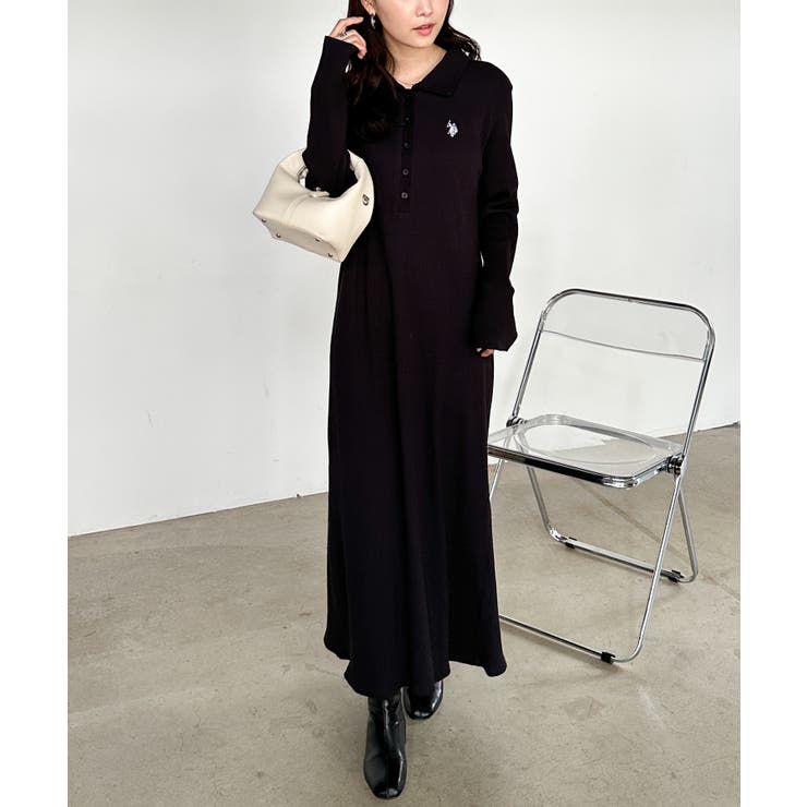 ＜Ｕ．Ｓ．Ｐ＞ポロ衿長袖リブワンピース | RANAN | 詳細画像21 