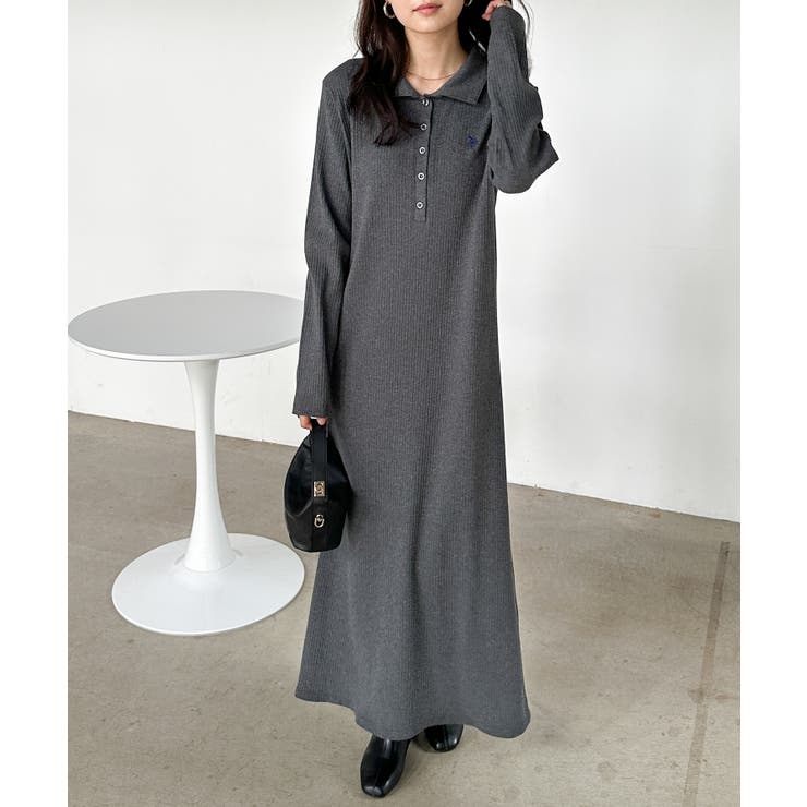 U．S．P＞ポロ衿長袖リブワンピース[品番：RANW0000112]｜RANAN