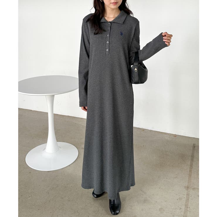 ＜Ｕ．Ｓ．Ｐ＞ポロ衿長袖リブワンピース | RANAN | 詳細画像4 