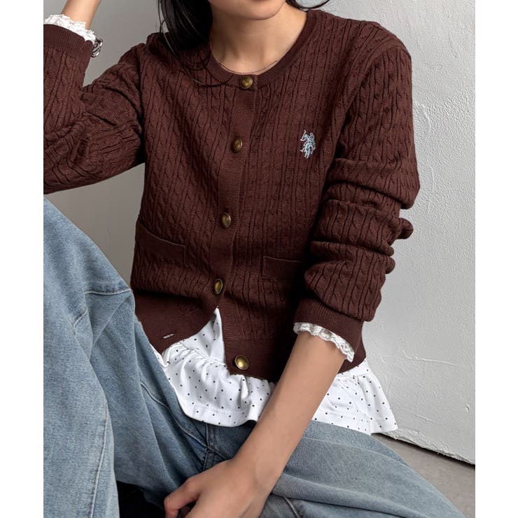 ＜U.S.POLO ASSN.＞ゴールドボタン刺繍ケーブルニットカーディガン | RANAN | 詳細画像37 