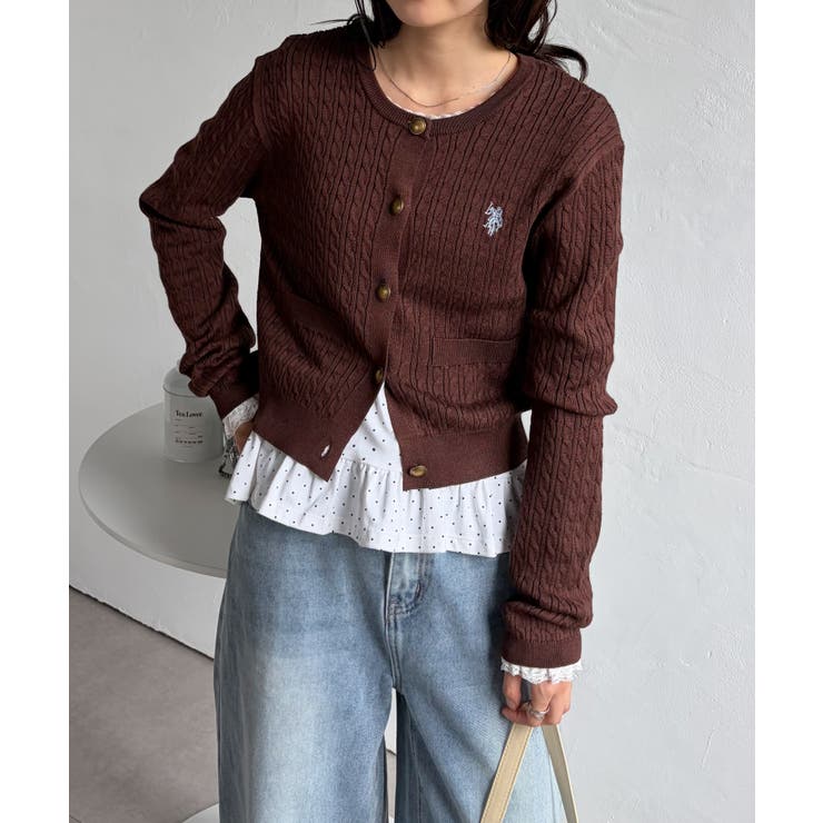＜U.S.POLO ASSN.＞ゴールドボタン刺繍ケーブルニットカーディガン | RANAN | 詳細画像38 