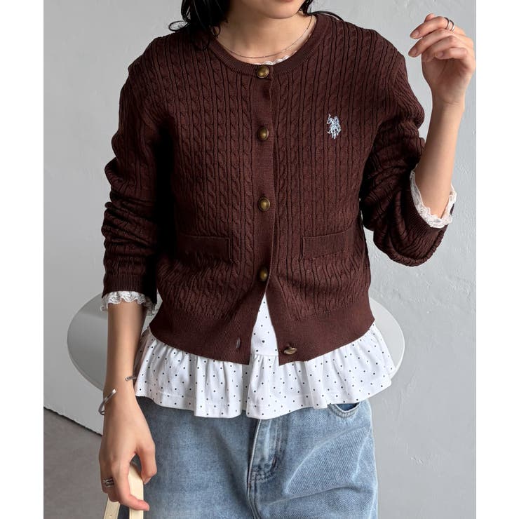 ＜U.S.POLO ASSN.＞ゴールドボタン刺繍ケーブルニットカーディガン | RANAN | 詳細画像39 