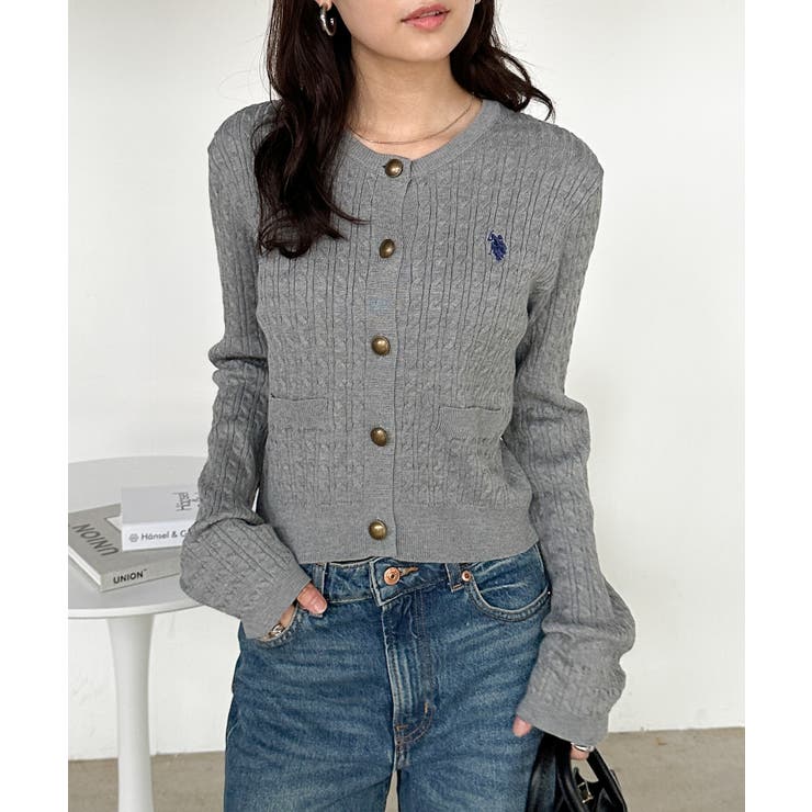 バーバリーブルーレーベル　フード付きニットカーディガン　ロゴボタン刺繍　セーター BURBERRY BLUE LABEL - バーバリーブルーレーベル フード付きニット