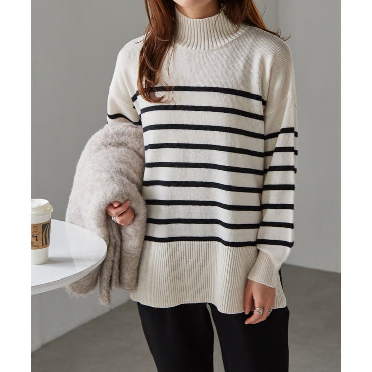 ハイネックワイドリブ使いカラーニットチュニック | RANAN | 詳細画像10 