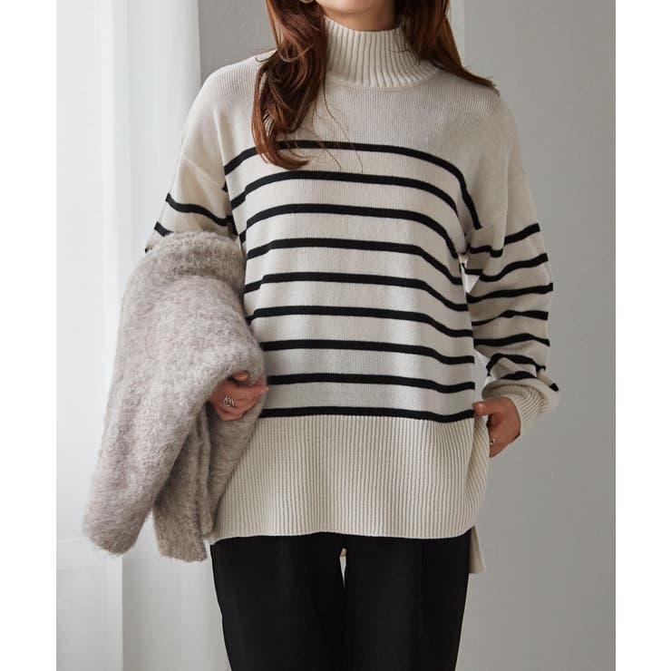 ハイネックワイドリブ使いカラーニットチュニック | RANAN | 詳細画像11 