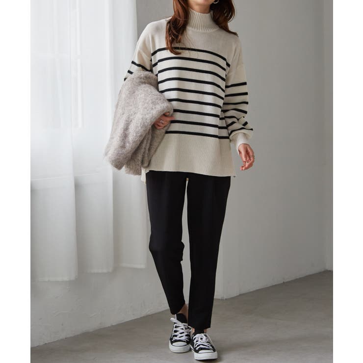 ハイネックワイドリブ使いカラーニットチュニック | RANAN | 詳細画像12 