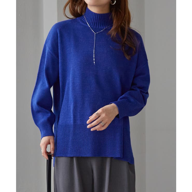 ハイネックワイドリブ使いカラーニットチュニック | RANAN | 詳細画像15 