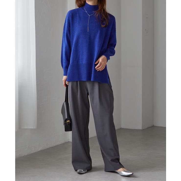 ハイネックワイドリブ使いカラーニットチュニック | RANAN | 詳細画像17 