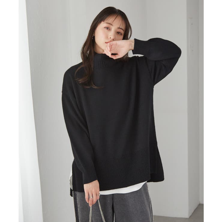 ハイネックワイドリブ使いカラーニットチュニック | RANAN | 詳細画像21 