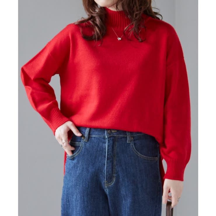 ハイネックワイドリブ使いカラーニットチュニック | RANAN | 詳細画像26 