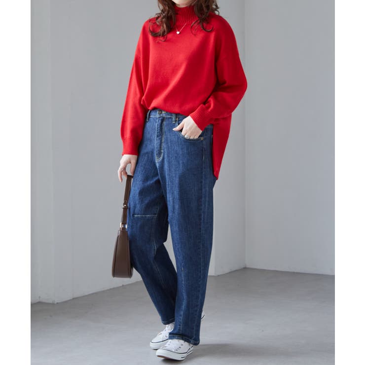 ハイネックワイドリブ使いカラーニットチュニック | RANAN | 詳細画像27 