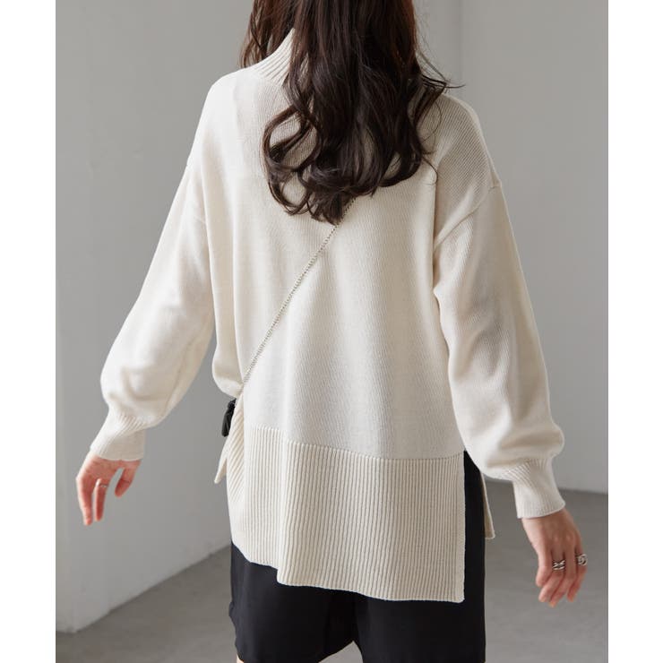 ハイネックワイドリブ使いカラーニットチュニック | RANAN | 詳細画像4 