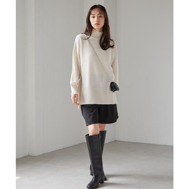 ハイネックワイドリブ使いカラーニットチュニック | RANAN | 詳細画像6 