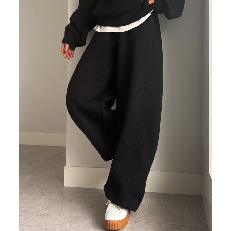 ブラック | 裏起毛カーブスウェットパンツ | RANAN