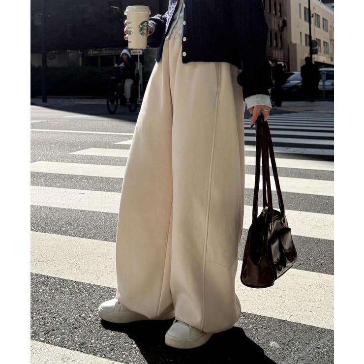 アイボリー | 裏起毛カーブスウェットパンツ | RANAN