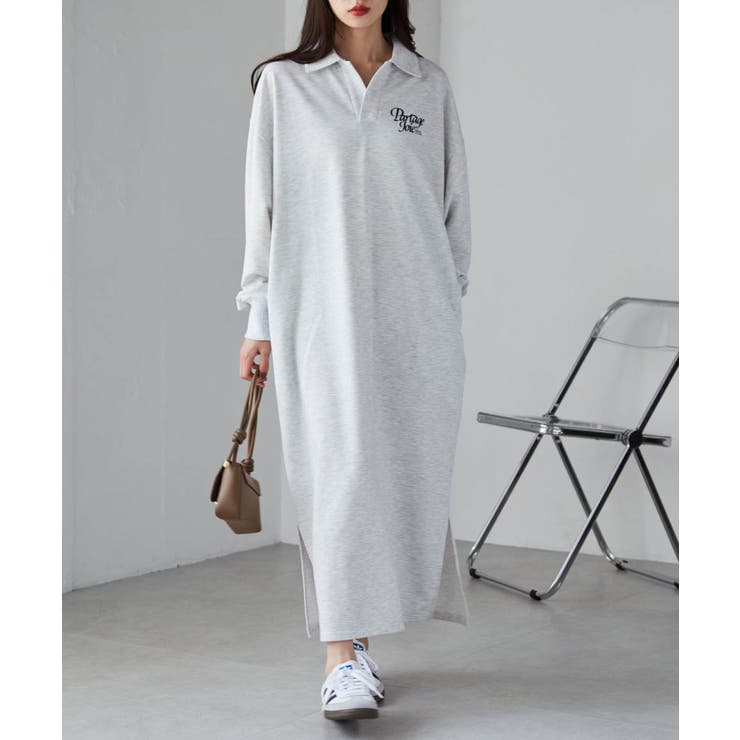 オートミール | バックプリントポロ襟裏毛ワンピース | RANAN