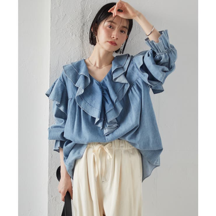 ビッグカラーフリルデニムブラウス | RANAN | 詳細画像1 