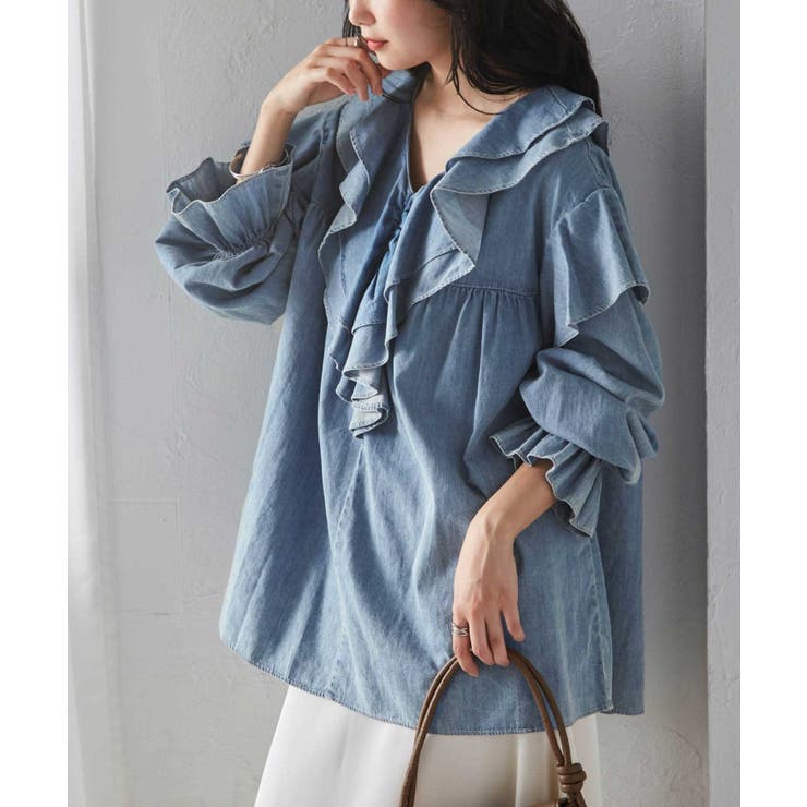 ビッグカラーフリルデニムブラウス | RANAN | 詳細画像12 