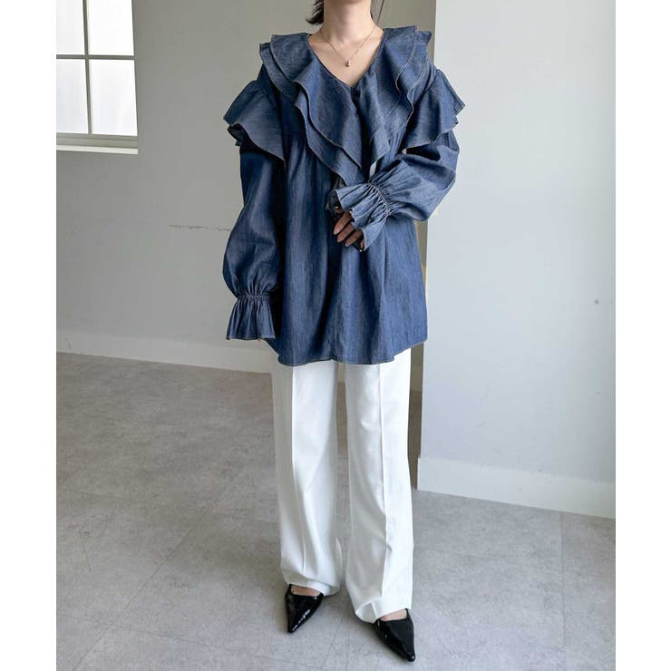 ビッグカラーフリルデニムブラウス | RANAN | 詳細画像22 