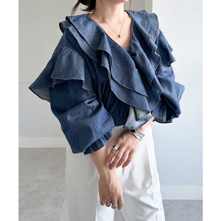 ビッグカラーフリルデニムブラウス | RANAN | 詳細画像23 