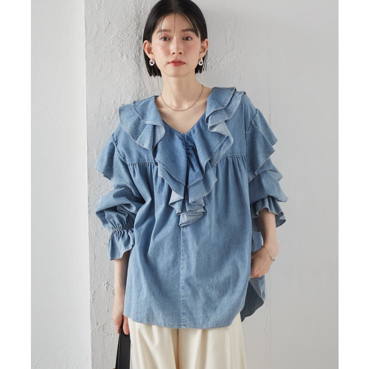 ビッグカラーフリルデニムブラウス | RANAN | 詳細画像4 