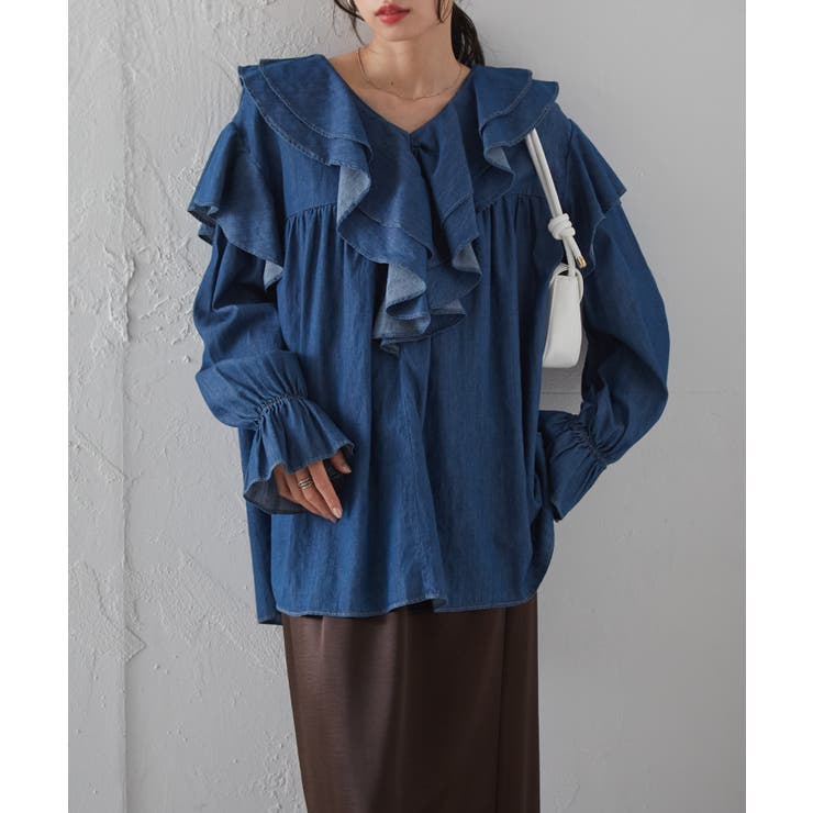 ビッグカラーフリルデニムブラウス | RANAN | 詳細画像9 