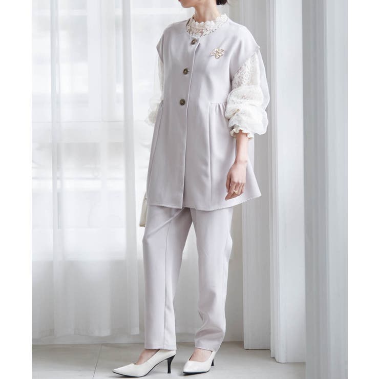 【2点セット】ペプラムギャザーベストセットアップ | RANAN | 詳細画像13 