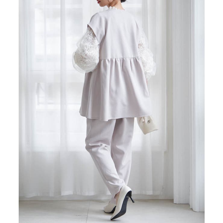 【2点セット】ペプラムギャザーベストセットアップ | RANAN | 詳細画像15 