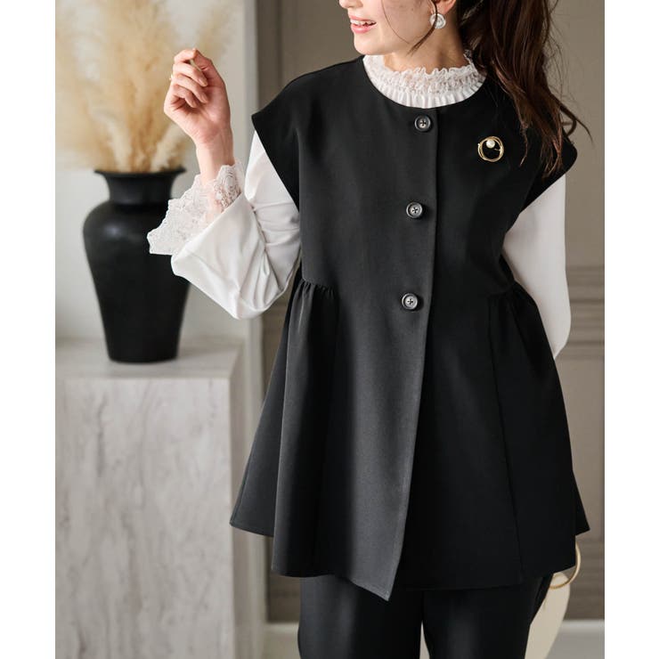 【2点セット】ペプラムギャザーベストセットアップ | RANAN | 詳細画像2 